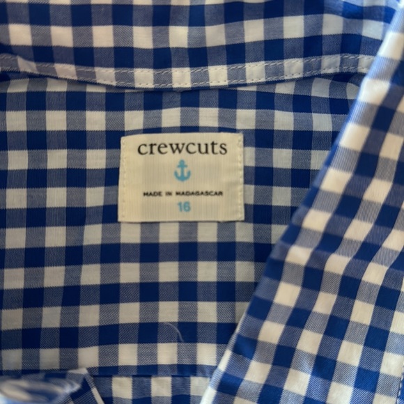 Crewcuts - NEW WITH TAGS blue and white gingham button down shirt. Boys size 16. - Picture 3 of 4